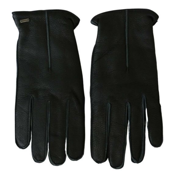 Dolce & Gabbana Other - Dolce & Gabbana Black Leather Deer Skin Biker Mitten Men's Gloves